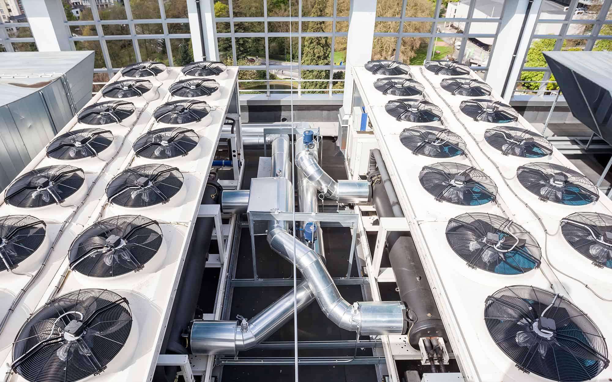 Top view of high rise HVAC system